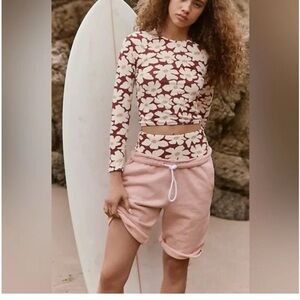 4241. FREE PEOPLE For The Win Long Shorts in Pastel Peach  NWT $58